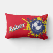 Coussin Rectangle Football football rouge splat garçons nom (Verso)