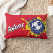 Coussin Rectangle Football football rouge splat garçons nom (Couverture)