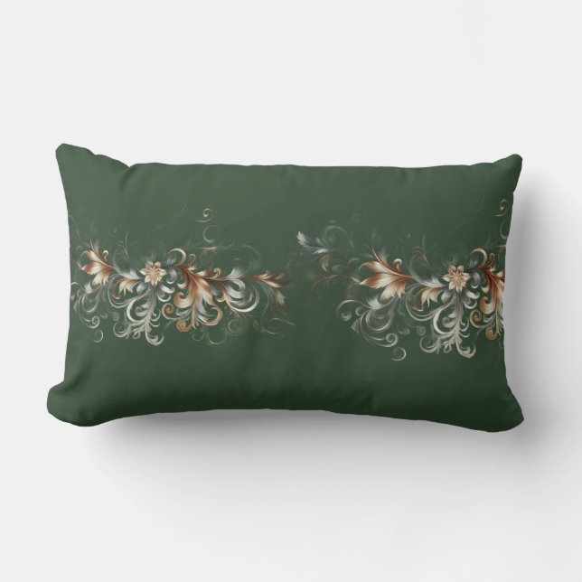 Coussin Rectangle Forest Green and Elegant Gold (Recto)
