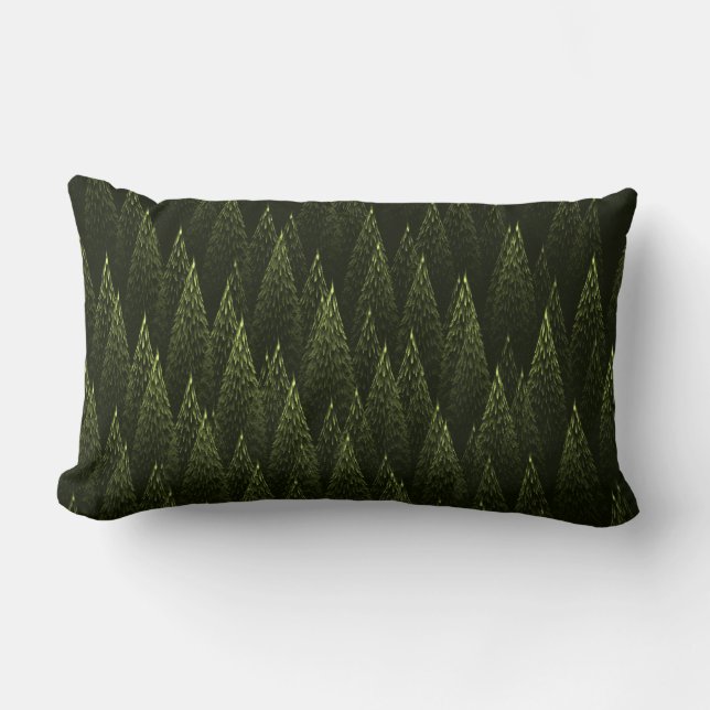Coussin Rectangle Forêt de conifères fractale (Recto)