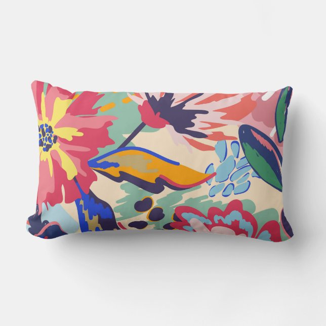 Coussin Rectangle Forêt et rose (Recto)