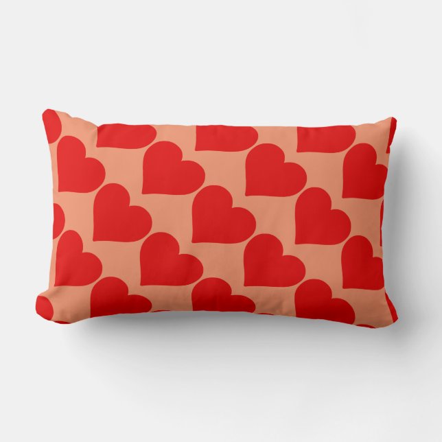 Coussin Rectangle Forme de cœur rouge amour classique minimalisme (Recto)