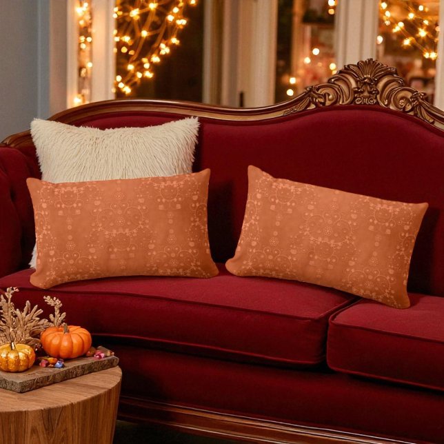 Coussin Rectangle Forme de Damas Fancy Orange Brûlé Profond (Créateur téléchargé)