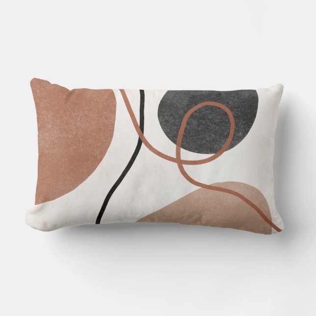 Coussin Rectangle Formes de forme libre Abstraites - Brown et noires (Recto)