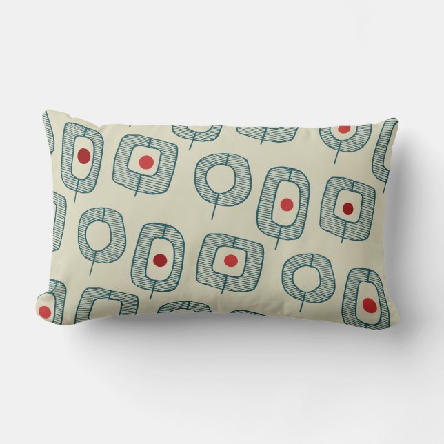 Coussin Rectangle Formes ouvertes géométriques vertes avec points ro (Recto)