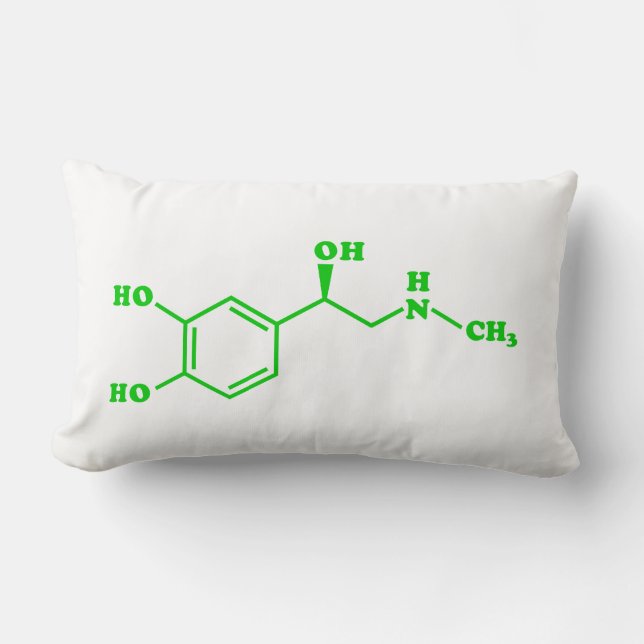 Coussin Rectangle Formule chimique moléculaire d'adrénaline (Recto)