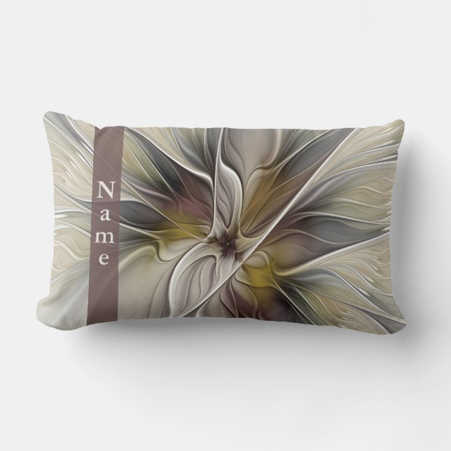 Coussin Rectangle Fractal Floral, Nom Couleurs de la Terre Fleur Fan (Recto)