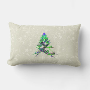Coussin Rectangle Fractale - arbre de Noël vert