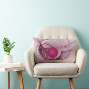 Coussin Rectangle Fractale Balançante, Art Abstrait Moderne Rose de