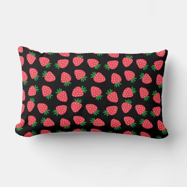 Coussin Rectangle fraise rouge  (Recto)
