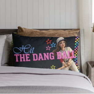 Coussin Rectangle Frappe donc cette balle, drôle de visage de poupée