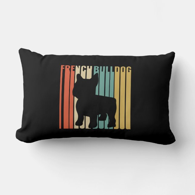 Coussin Rectangle French Bulldog Retro 1970 Dog Silhouette Frenchie (Recto)