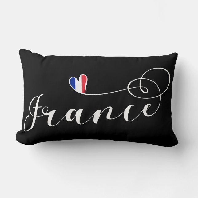Coussin Rectangle French Flag Heart, I Love France (Recto)