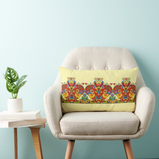Coussin Rectangle Frise rétro de l'ère victorienne Oiseaux Papillons (Chaise)