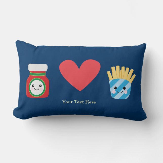 Coussin Rectangle Fritures et ketchup (personnalisables) (Recto)