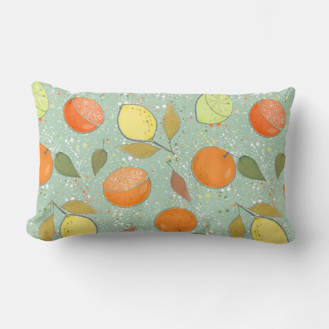 Coussin Rectangle Fruit motif aux citrons, oranges (Recto)