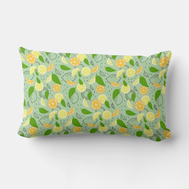 Coussin Rectangle Fruits d'agrumes frais Citron Orange Moderne. (Verso)