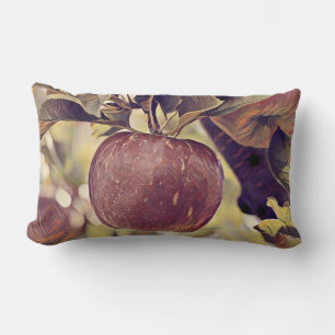 Coussin Rectangle Fruits de pomme rouge automne et aquarelle feuille