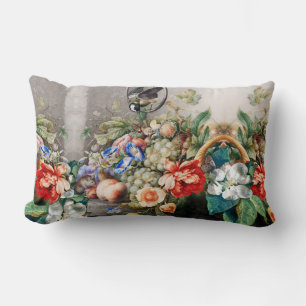 COUSSIN RECTANGLE FRUITS, FLEURS, PÂTISSERIES, PEACHES ET PETIT OISE