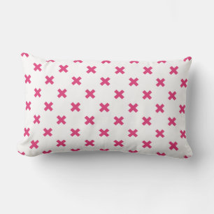 Coussin Rectangle Fuchsia croix sur le blanc
