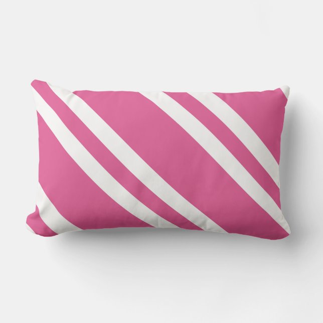 Coussin Rectangle Fuchsia Motif diagonale à rayures roses et blanche (Recto)