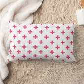 Coussin Rectangle Fuchsia polka croise sur blanc (Couverture)