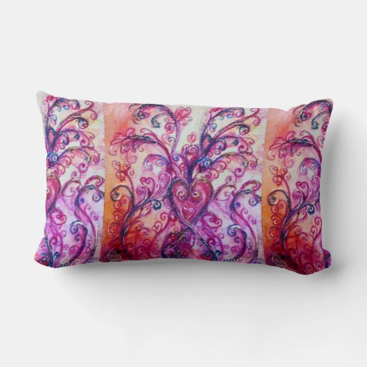 COUSSIN RECTANGLE FUCHSIA ROSE FLEURIES BLANCHES AVEC LE COEUR (Verso)