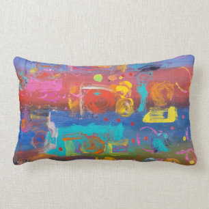 Coussin Rectangle Fuchsia, turquoise, violette, et abrégé sur bleu