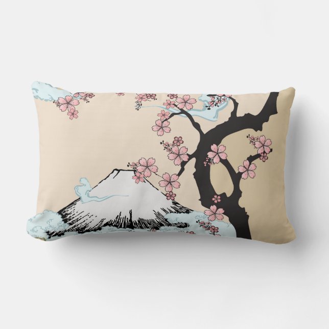 Coussin Rectangle Fuji et Sakura : 	Coussin lombaire 13" de (Recto)