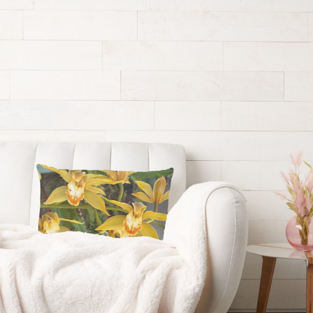 Coussin Rectangle Full Blown Yellow Orchids (Canapé)