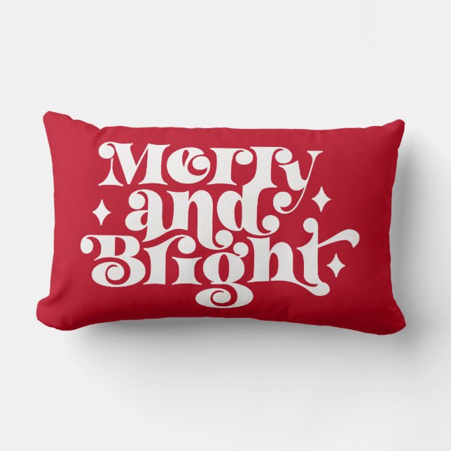 Coussin Rectangle Fun, starry Merry & Bright typographie de vacances (Recto)