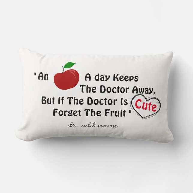 Coussin Rectangle Funny Cute Doctor Red Apple Joke Nom personnalisé (Recto)