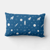 Coussin Rectangle Fusées et éléments spatiaux sur un fond bleu (Verso)