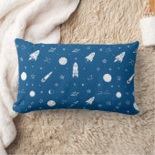 Coussin Rectangle Fusées et éléments spatiaux sur un fond bleu (Couverture)