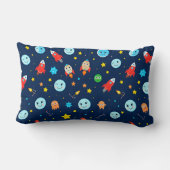 Coussin Rectangle Fusées et éléments spatiaux sur un fond bleu (Verso)