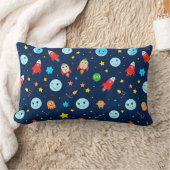 Coussin Rectangle Fusées et éléments spatiaux sur un fond bleu (Couverture)