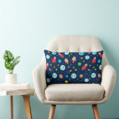 Coussin Rectangle Fusées et éléments spatiaux sur un fond bleu (Chaise)
