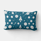 Coussin Rectangle Fusées et éléments spatiaux sur un fond bleu (Verso)