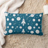 Coussin Rectangle Fusées et éléments spatiaux sur un fond bleu (Couverture)