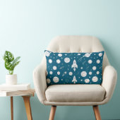 Coussin Rectangle Fusées et éléments spatiaux sur un fond bleu (Chaise)