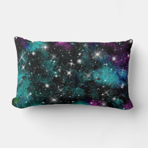 Coussin Rectangle Galaxie étoilée violette verte Voie lactée