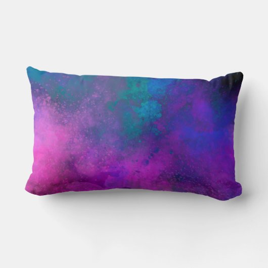 Coussin Rectangle Galaxy Paint Splatt effet rose bleu vert (Verso)