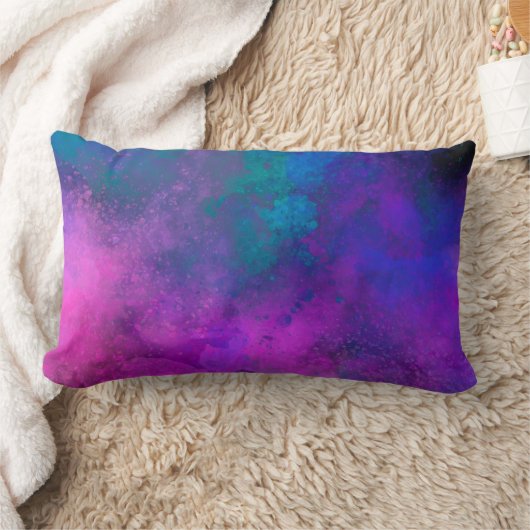 Coussin Rectangle Galaxy Paint Splatt effet rose bleu vert (Couverture)