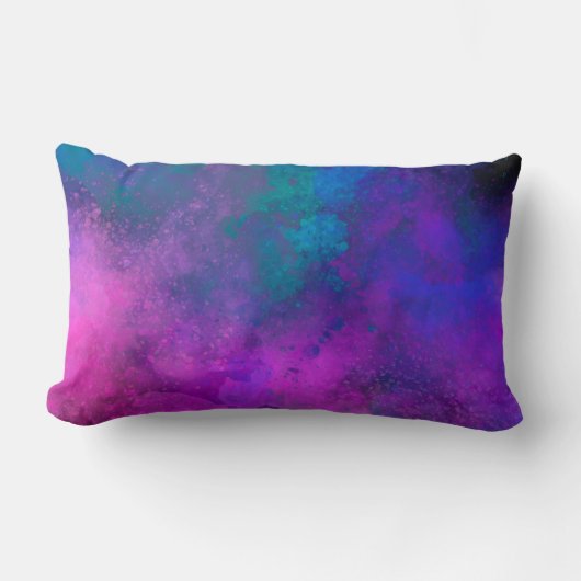 Coussin Rectangle Galaxy Paint Splatt effet rose bleu vert (Recto)