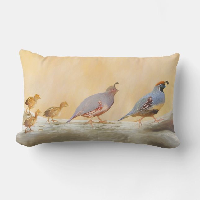 Coussin Rectangle Gambrel's Quail Painting Original Bird Art (Recto)