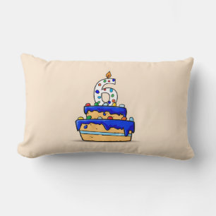 Coussin Rectangle Garçon 6e anniversaire, 6 sur Gâteau bleu doux