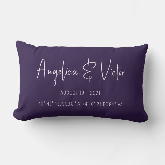 Coussin Rectangle Garde de mariage coordonnées personnalisées violet (Recto)
