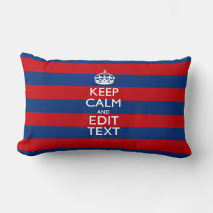 Coussin Rectangle GARDEZ CALME et votre texte sur les bandes bleues