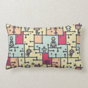 Coussin Rectangle geeky robot labyrinthe vecteur motif