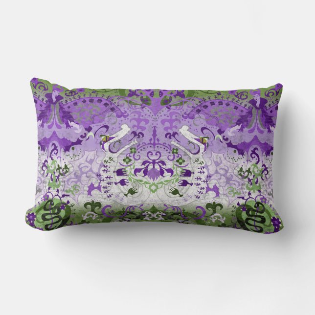 Coussin Rectangle Genderqueer Dragon Damask - Genderqueer Pride Drap (Recto)